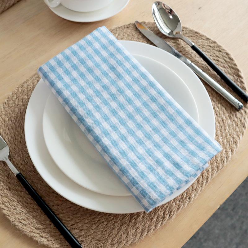 Fabric Napkin Kitchen Towel Wholesale Household Plaid Napkin Cotton, Square Napkin Cloth Tea Towel