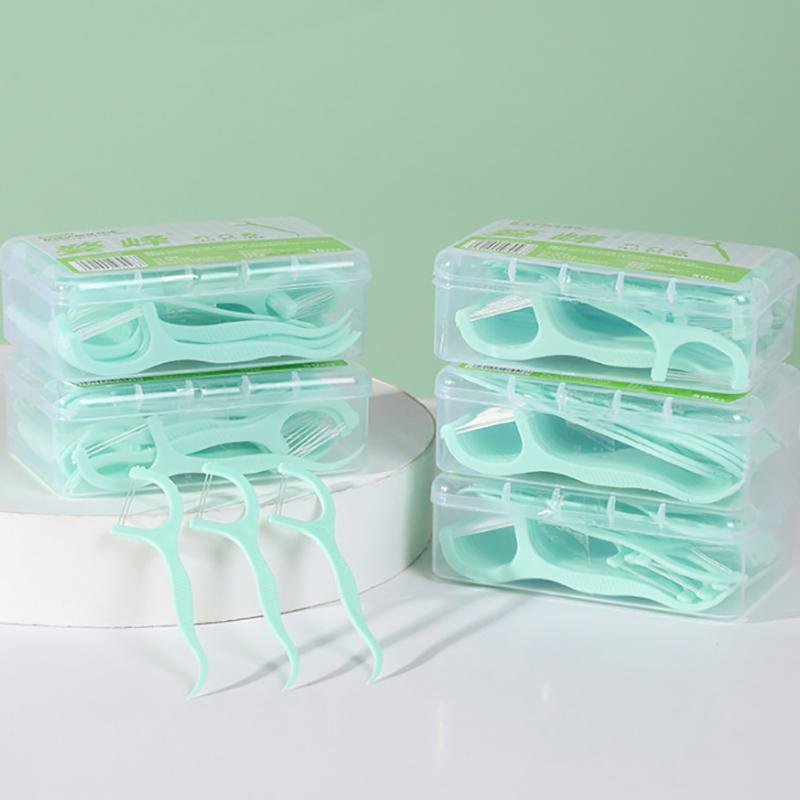 Double Line Dental Floss Mint Disposable Bow Design Portable Oral Cleaning Toothpick Floss Pick Carry-On Adult Teeth Oral Care