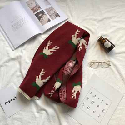 Christmas Gift Japanese Knitted Wool Scarf Female Autumn and Winter Korean Version Student Long Style Thickened Versatile Scarf Tide