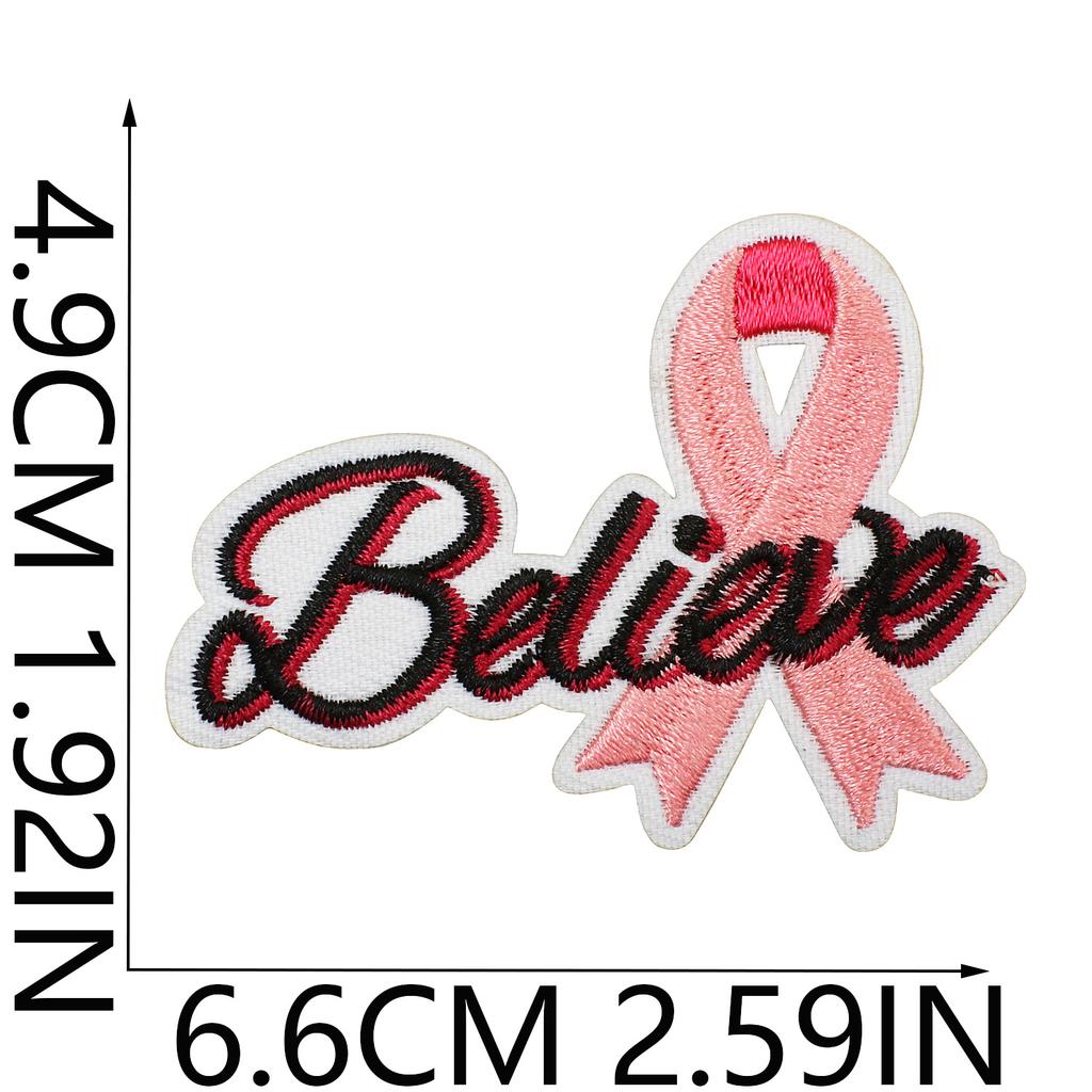 Health Day Embroidery Sticker Caring For Women Zhang Zai Computer Embroidery Label Clothes Bag Decoration Pink Ribbon Patch Sticker