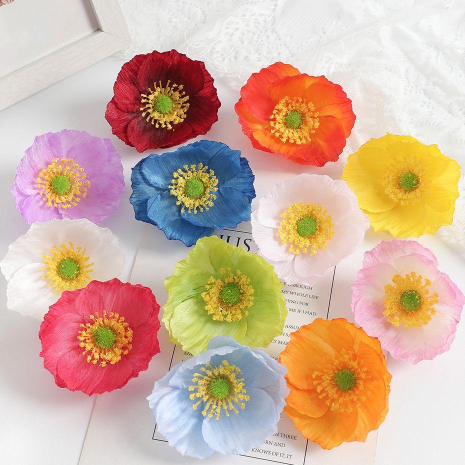 5/10/20 Stück 7,5 cm Seiden-Künstliche Mohnblumenköpfe für Hochzeitsfeier Heimzimmerdekoration DIY-Zubehör Kunstblumen Handwerk