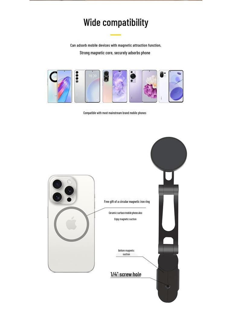 Dual-Sided Magnetic Phone Holder: Aluminum Alloy Multi-Functional Desk & Gym Tripod
