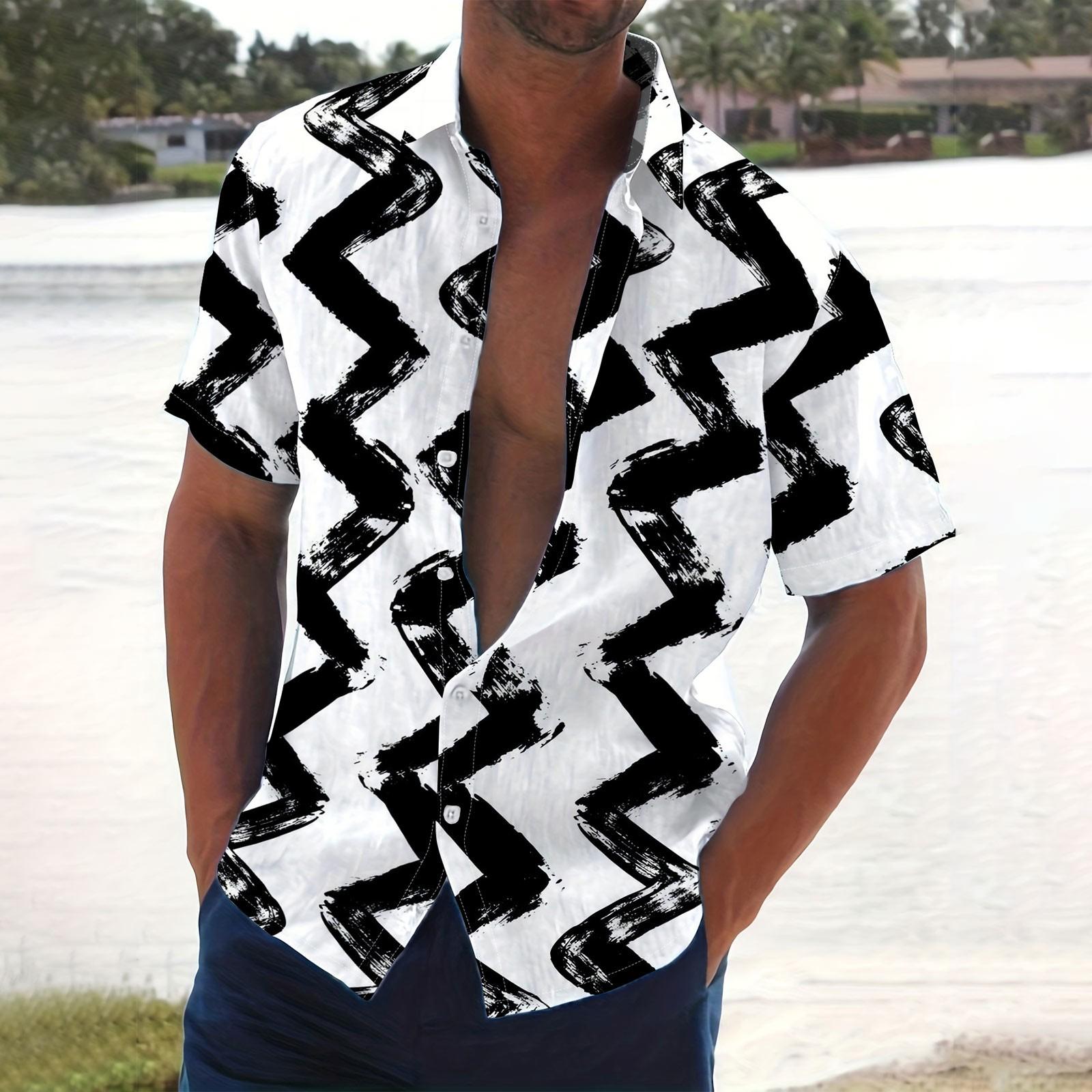 Мужская летняя новая свободная рубашка с коротким рукавом с принтом — фото 4