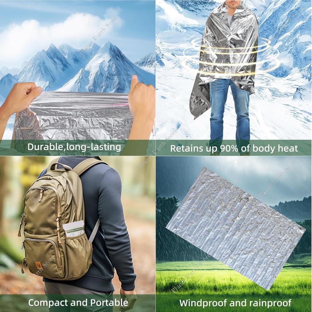 Emergency Blanket Thermal Blanket for Camping Waterproof Foil Thermal Blanket Heat Reflective Blanket for Outdoors
