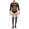 Men's Sexy Underwear Stockings Sexy Print Full-Body Open File Men's One-Piece Stockings