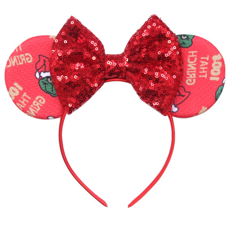 Neues Weihnachts-Mausohren-Stirnband für Mädchen Einheitsgröße Pailletten Schleife Haarband Festival Party DIY Haarschmuck Boutique