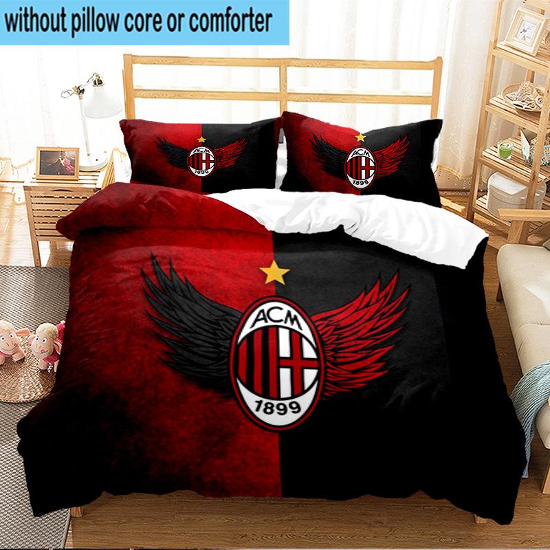 3PCS Ac Milan Crest Celebration Bedding Set For Bedroom, Dormitory,Including 1pc Duvet Cover And 2pcs Pillowcases Large size Fan gift
