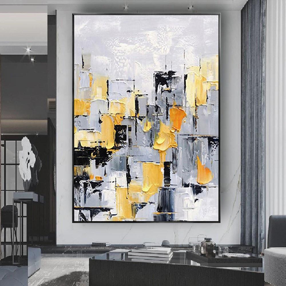 Large Handmade Textured Oil Painting On Canvas Modern Abstract POP Geometry Wall Art Picture For Living Room Bedroom Room Decor