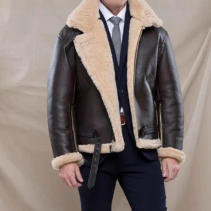 Spot autumn and winter zipper belt cross casual flight jacket leather jacket