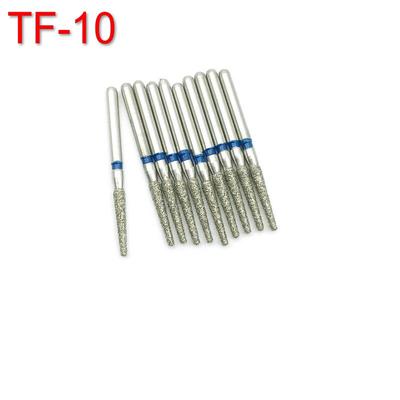 10cpcs Dental Diamond Burs Boor Tandheelkunde Boren Hoge Snelheid Handstuk Handvat Diameter 1.6mm Tandarts Gereedschap TF-10
