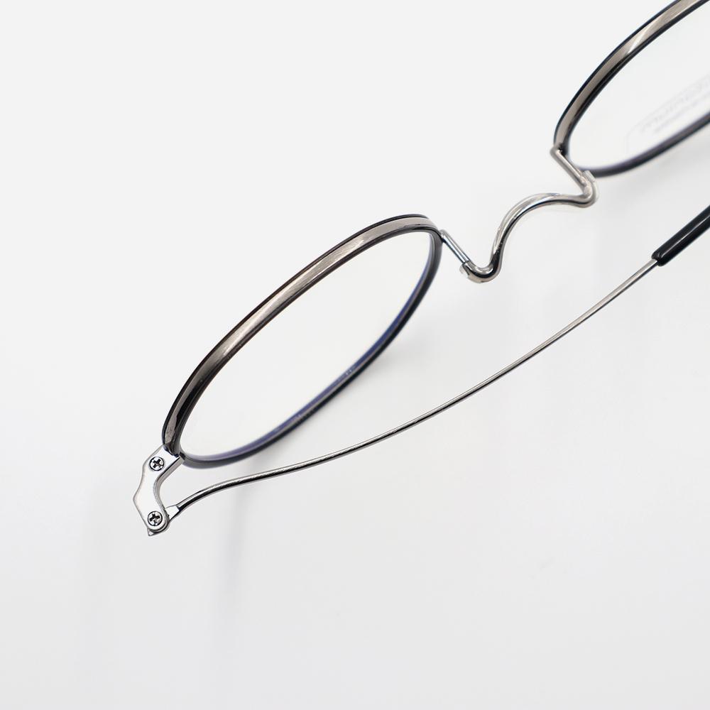 Alloaiweeo [Nose Saddle] Al8205 1811M Nose Saddle Titanium Octagon Black/Silver Eyeglass Frames