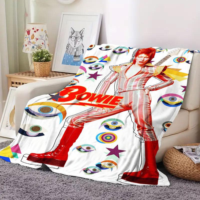 1Pc davidbowie Print Flannel Blanket, High quality Comfortable for All Seasons, Warmth and Comfort, Perfect for Christmas Gifts