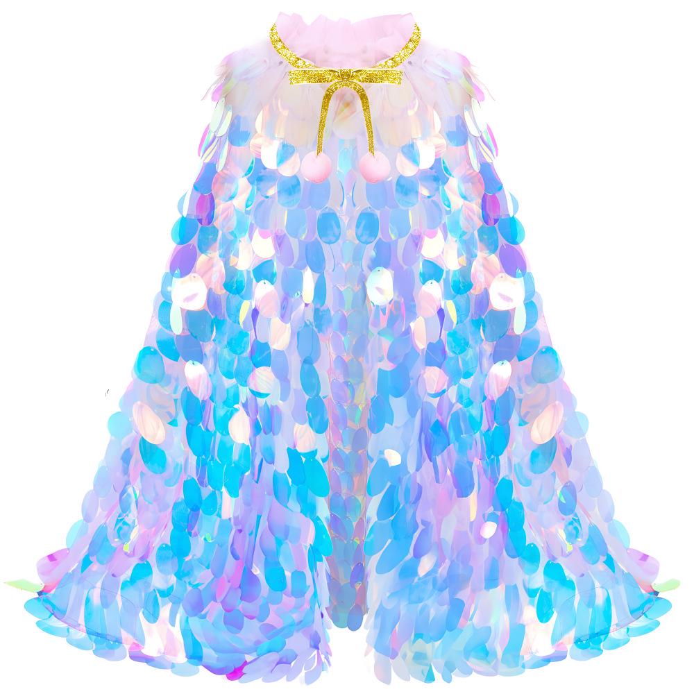 Girls' Mermaid Sequin Shawl - Elsa Princess Cloak