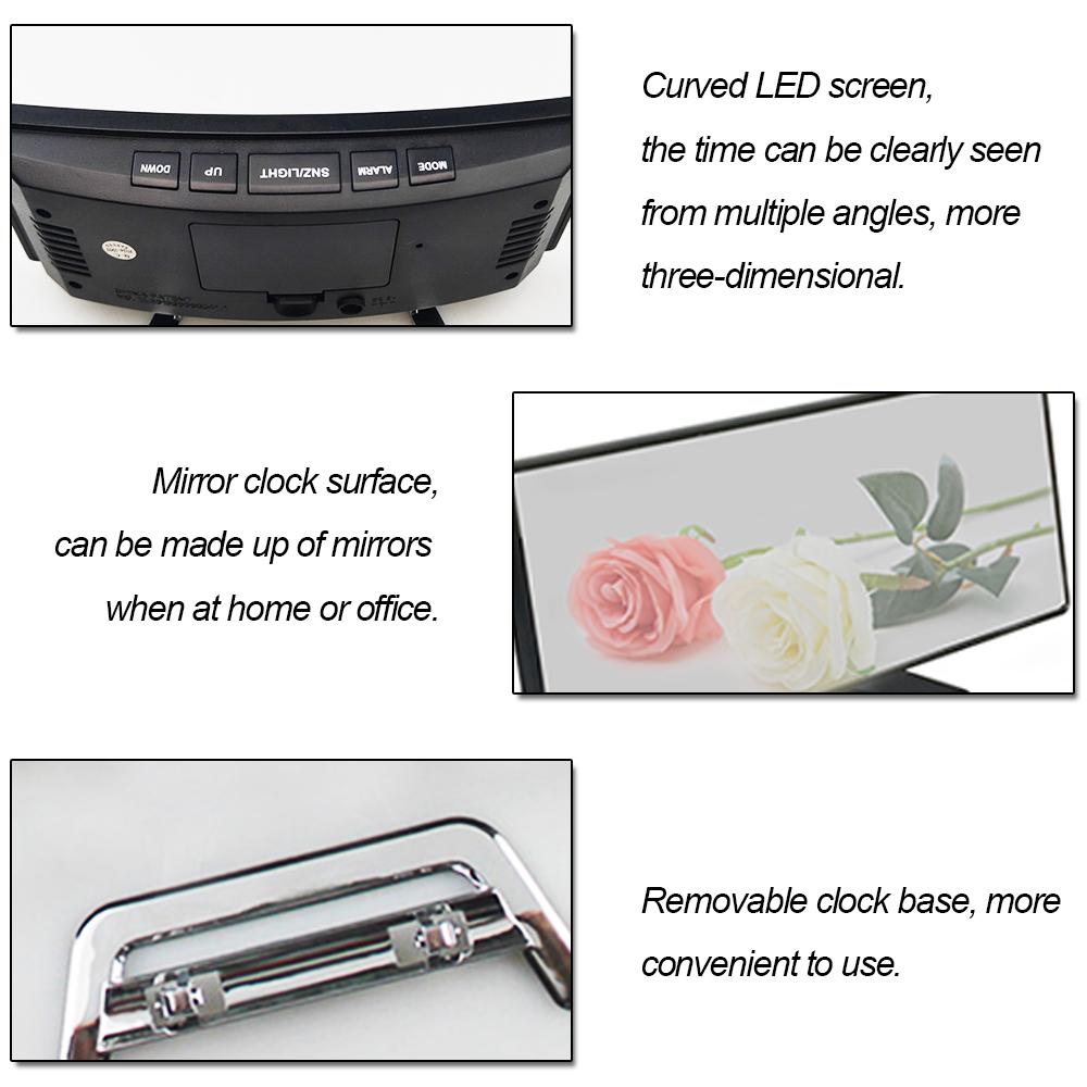 Hot LED Screen Alarm Clocks Digital Alarm Clock For Bedroom Desk Table Clock Curved Temperature Snooze Function Home Decor Watch