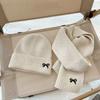 Warm Scarf Hat Set Bow Embroidery Neck Warmer New Pullover Cap  For 2-8Y