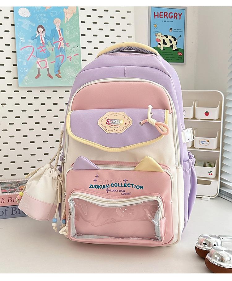 Schoolbag new high-value Japanese ins college style fresh and sweet small backpack girl candy contrasting splicing backpack