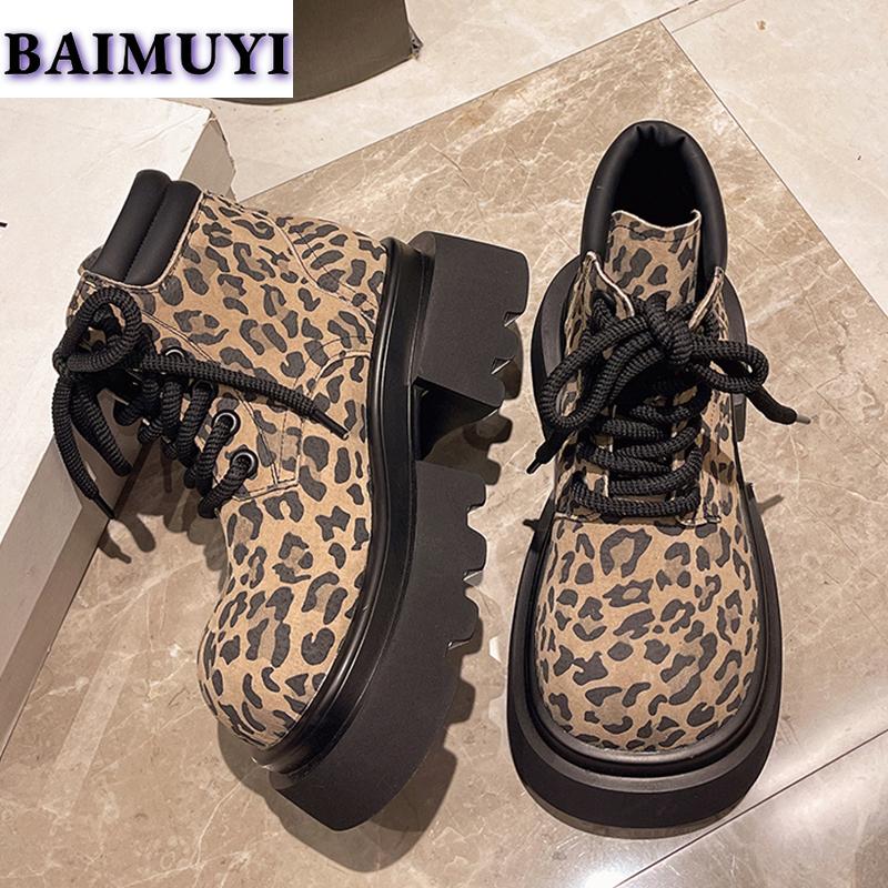 Leopárd Platform Magassarkú Női Cipők Márka Bokacsizma 2025 Trend Tervező Alkalmi Túrázó Chelsea Csizma Új Pumpák Mujer Botas