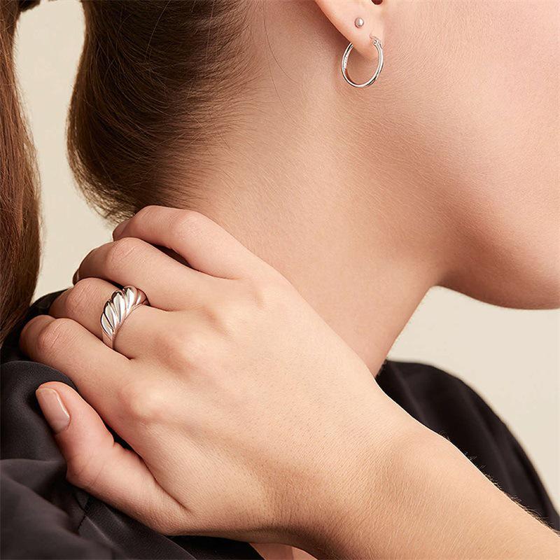 St. Delan Gold-Plated Stainless Steel Croissant Ring for Couples