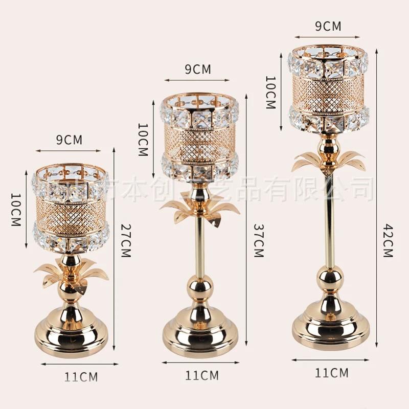 Luxury Classic Metal Candle Holders Vintage Golden Candlestick Home Decoration for Wedding Candelabra Crystal Candle Holder