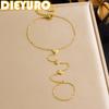 DIEYURO 316L Stainless SteelGolden Cute Peach Heart Inlay Round Zircon Bracelet Lady Trend Fashion Non-fading Hand Chain Jewelry