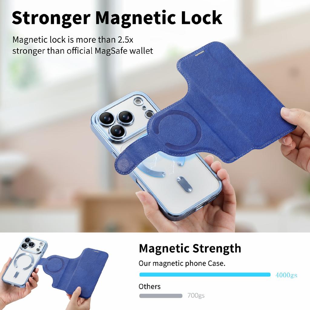 For iPhone 17 Pro Max Case Compatible with MagSafe Detachable Leather Phone Cover with Lens Film