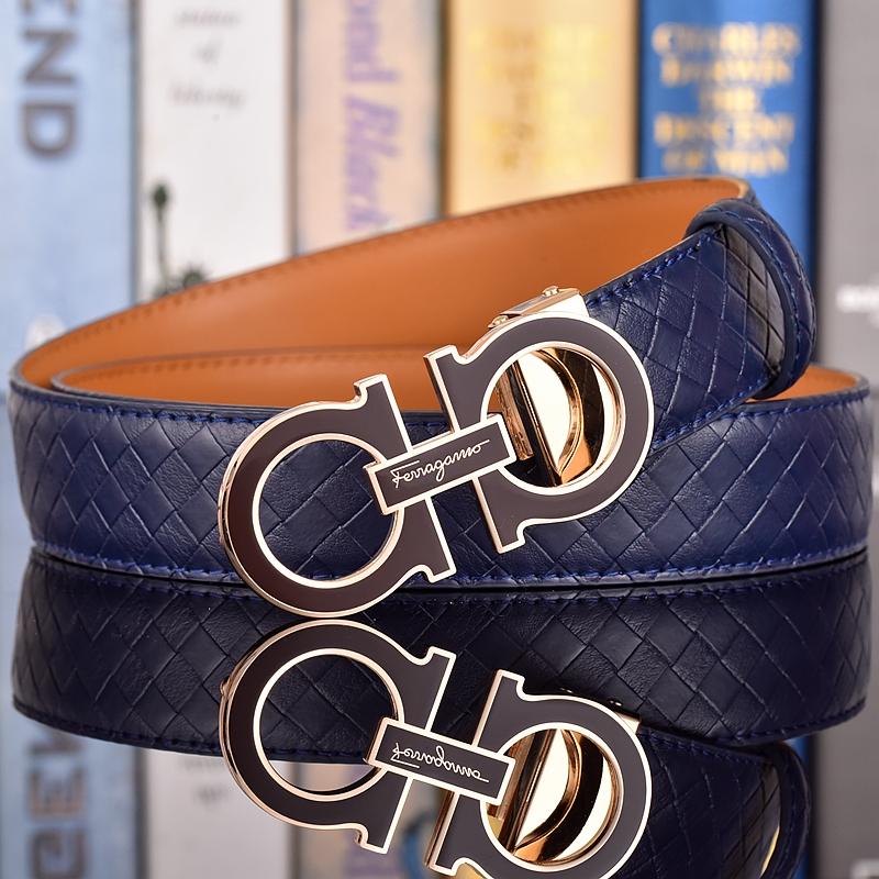 Salvatore Ferragamo Pánský opasek z hovězí kůže 3,3 cm Luxusní značkový designový opasek Oblek Džíny Formální Značka