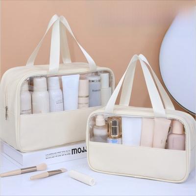 Portable Large Capacity Cosmetic Bag See-Through Zipper Clear Makeup Bag Bath Bag Travel