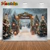 Mocsicka Christmas Background Photography Forest Tree Child Photo Backdrop Wallpaper Winter Snow Door Party Decorations Banner