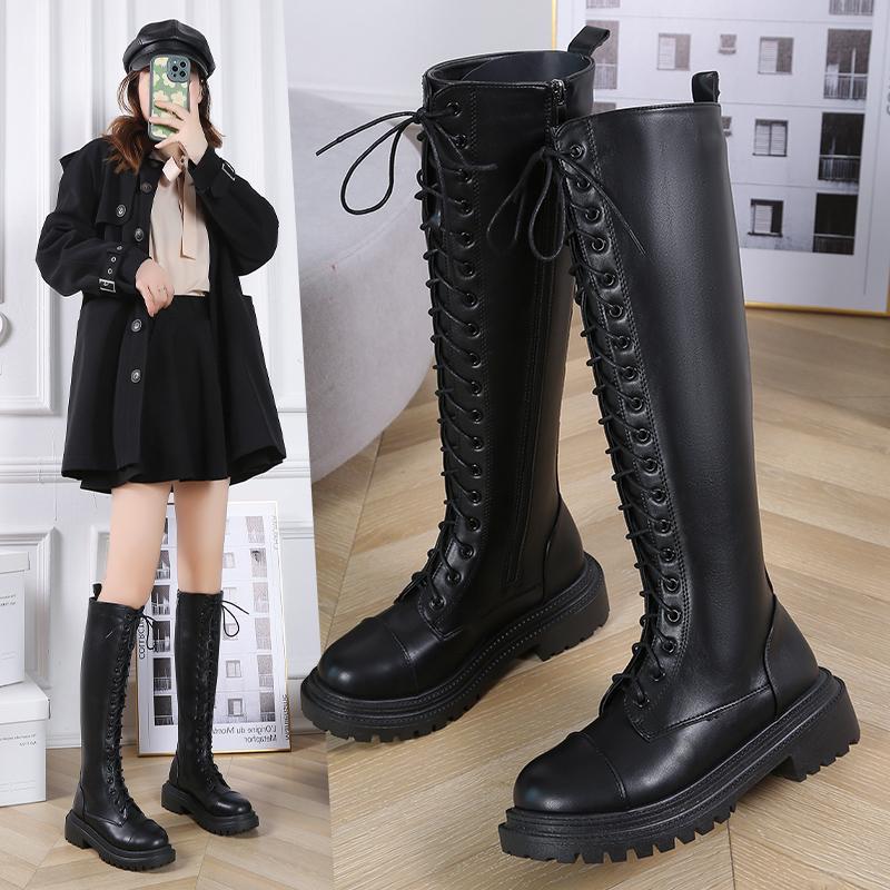 Fashion New Women's Mid Calf Boots Padded Shoes Knee High Winter Sneakers Punk Style Military Casual White Black Lucury Platform Woman