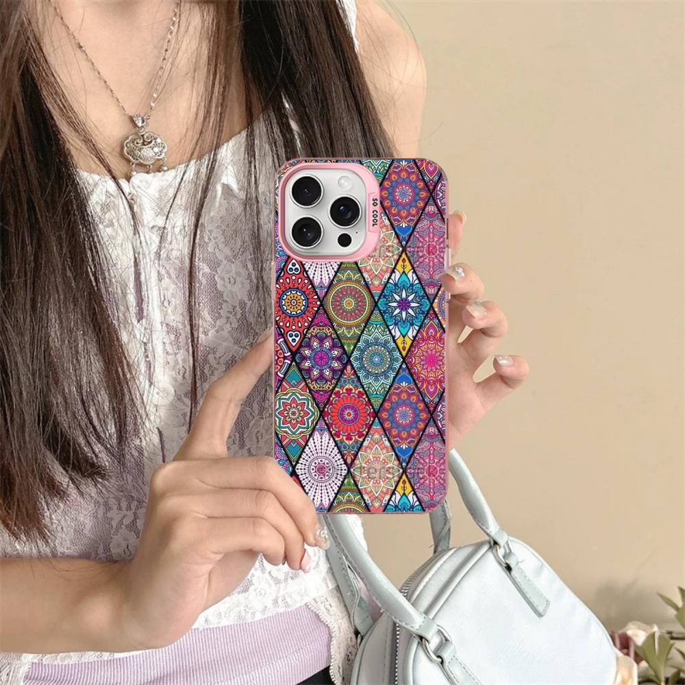 Mandala Flower Totem Phone Case For iPhone 16 15 14 13 12 11 Pro Max X XR XSMAX 8 7 Plus Matte Shockproof Back Cover