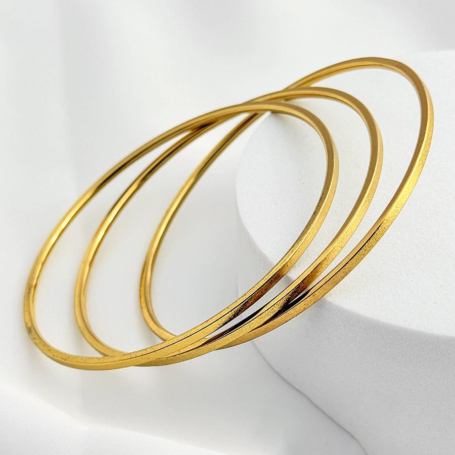 18k Gold Plated Multi-Layer Stackable Stainless Steel Square Twisted Bracelet Set - Elegant, Non-Fading, Fashionable Charms.