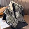 New 91 Foreign Letter Scarf Women's High-end Silk Scarf Square Scarf Cotton and Linen Headscarf Spring and Autumn Fashion Shawl Thin Scarf Sun Protect