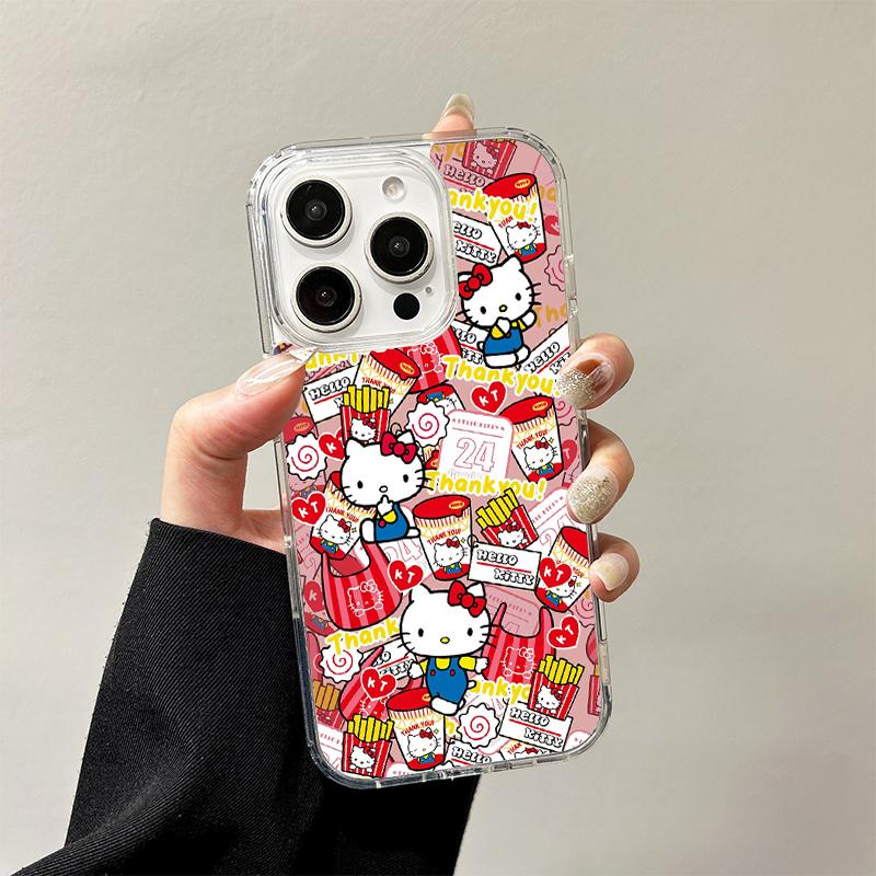 

Lively Cheerful Hello Kitty Pompompurin Wireless Charging Case for iPhone 17 Air 16 E 15 14 Plus 13 12 Mini 11 Pro Max Cover iPhone 11 Pro
