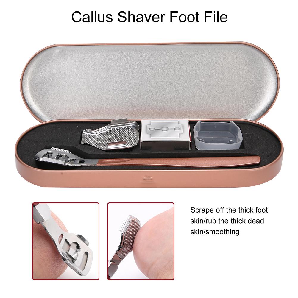 Callus Shaver Set Stainless Steel Foot Dead Skin Removal Foot File Pedicure SetRose Gold