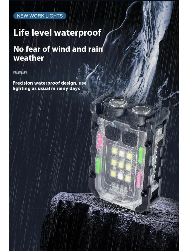 Protable Mini Keychain Flashlight Rechargeable Pocket Torch Light Outdoor EDC Mini Keychain Work Light with Cap Clip Tail Magnt