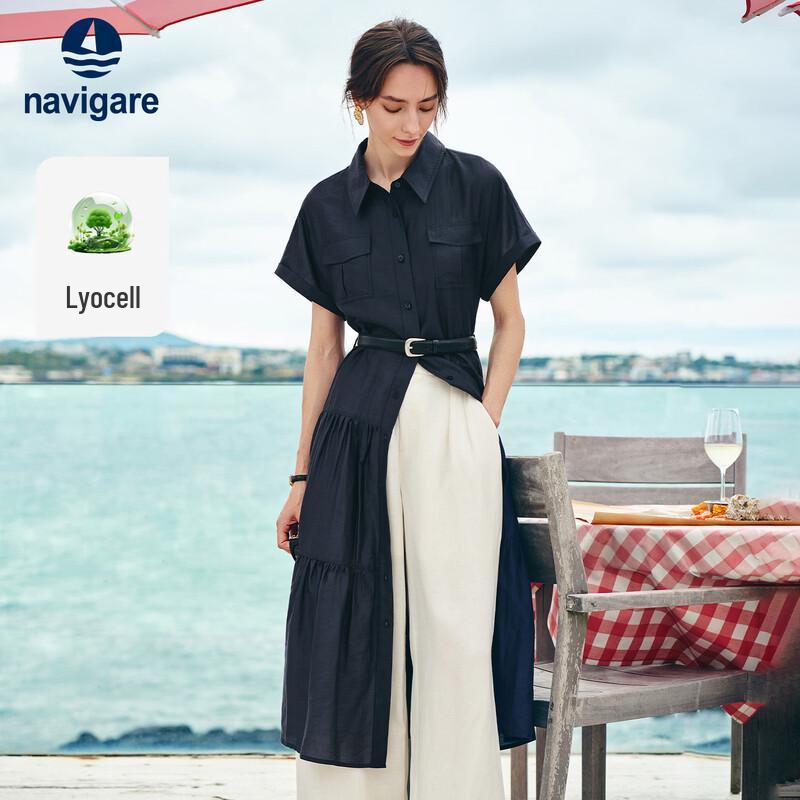 Navigare Женское многоярусное платье-рубашка с коротким рукавом M