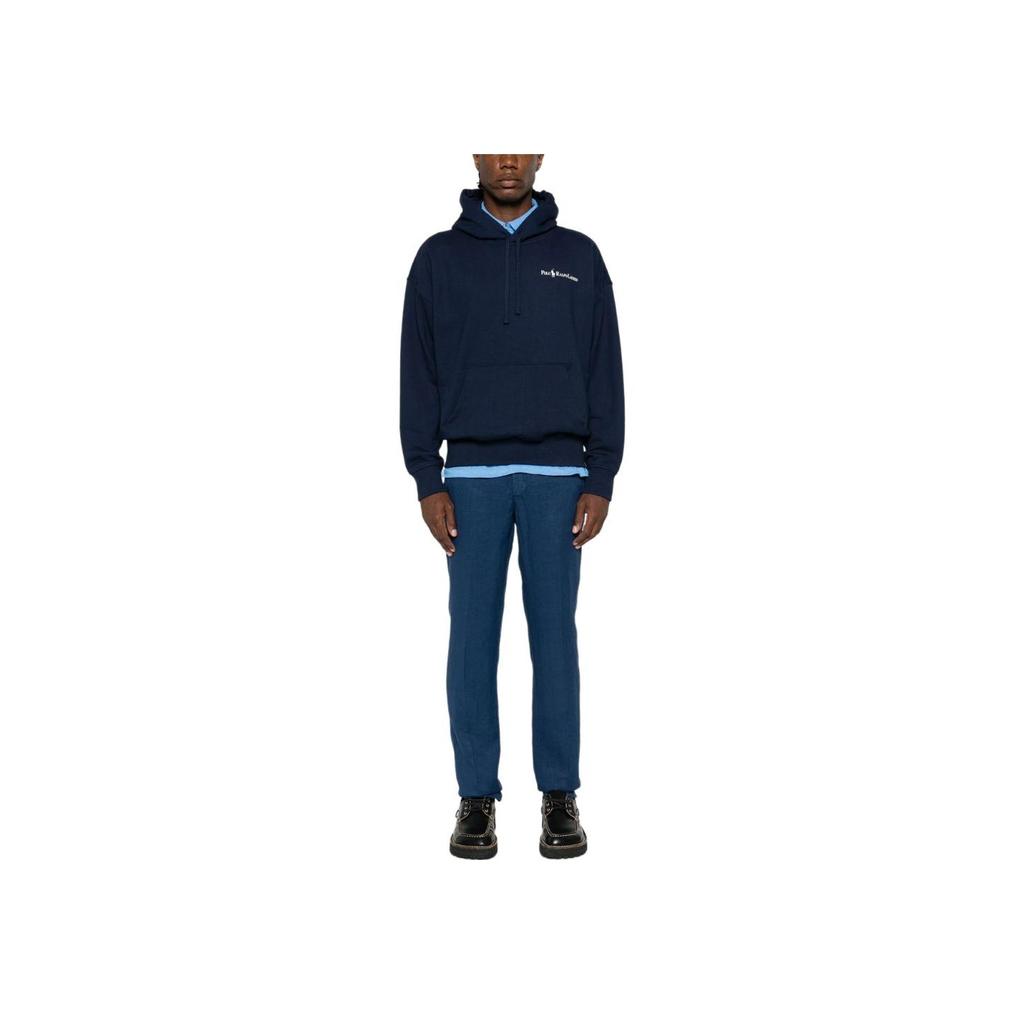 Polo Ralph Lauren Solid Color Hooded Loose Fit Pullover Long Sleeve Sweatshirt Men sweatshirt Navy-Blue 710917904-005
