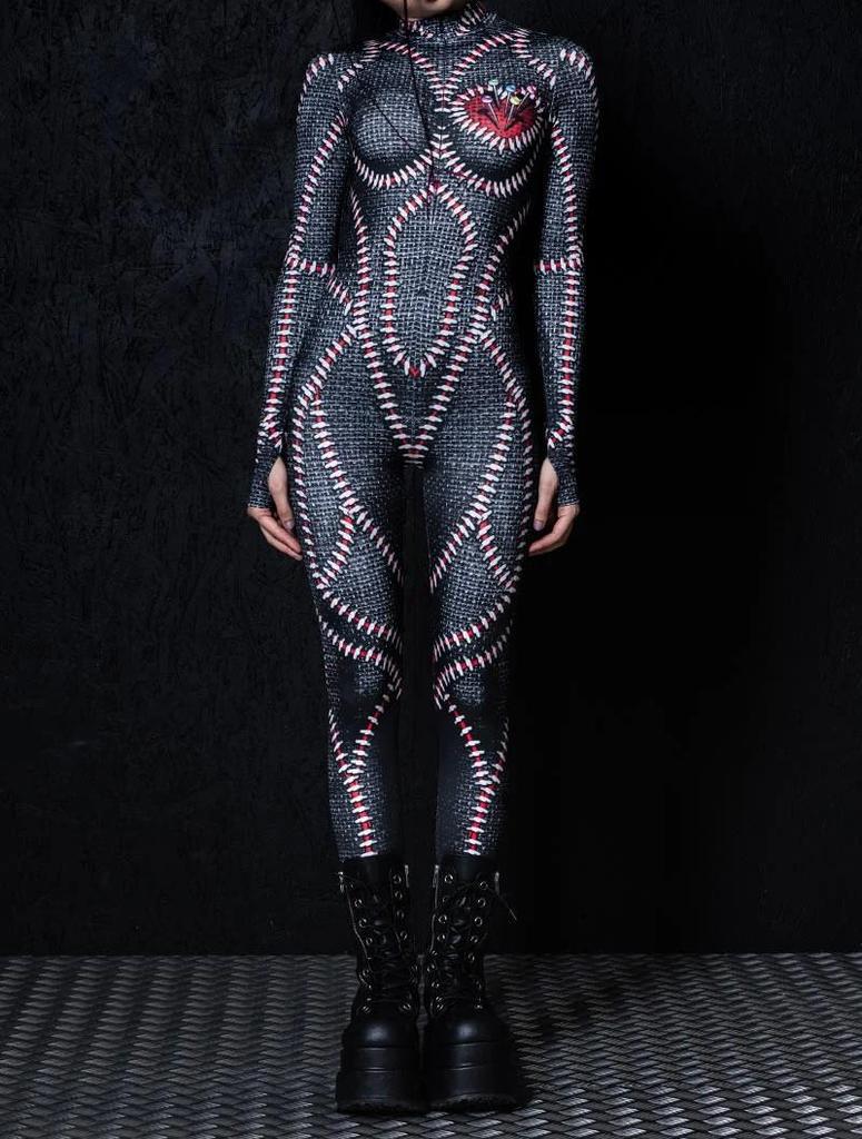 3D Digital Printing Stage Performance Costumes Adults Halloween Events Carnival Theme Party Cosplay Outfit Pretend Game Jumpsuit