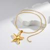 Minimalist Starfish Pendant Necklace for Women,Gold Color Stainless Steel Waterproof Necklaces,Fashion Jewelry Gift