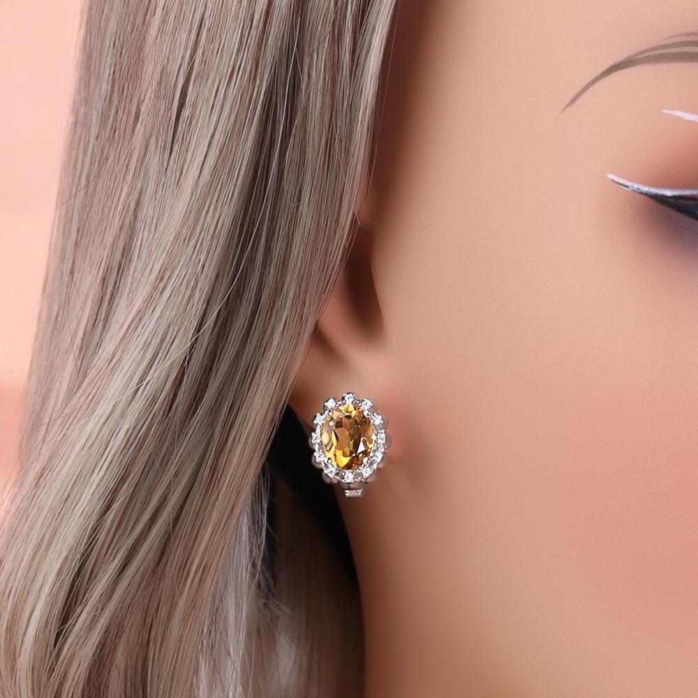 925 Sterling Silver Ring Earrings Pendant Necklace Nautral Oval 7*9mm Citrine Fine Jewelry Set for Women's Banquet Birthday Gift