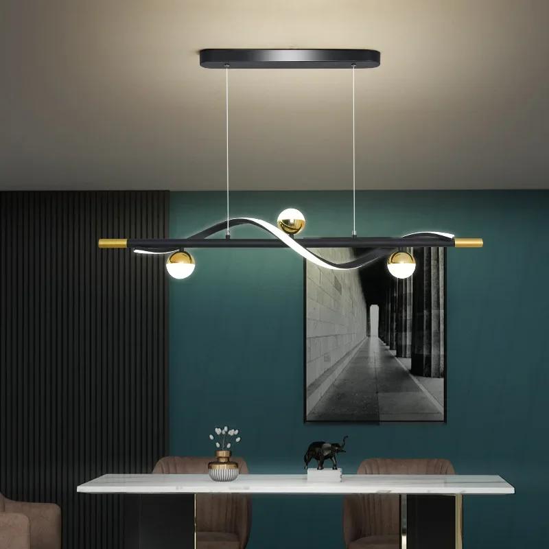 Modern minimalist restaurant chandelier remote dimmable Nordic creative LED chandelier living room lighting home decoration