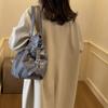 Large Capacity Tote Bag Women Solid Color Vintage Crossbody Bag Shoulder Bag