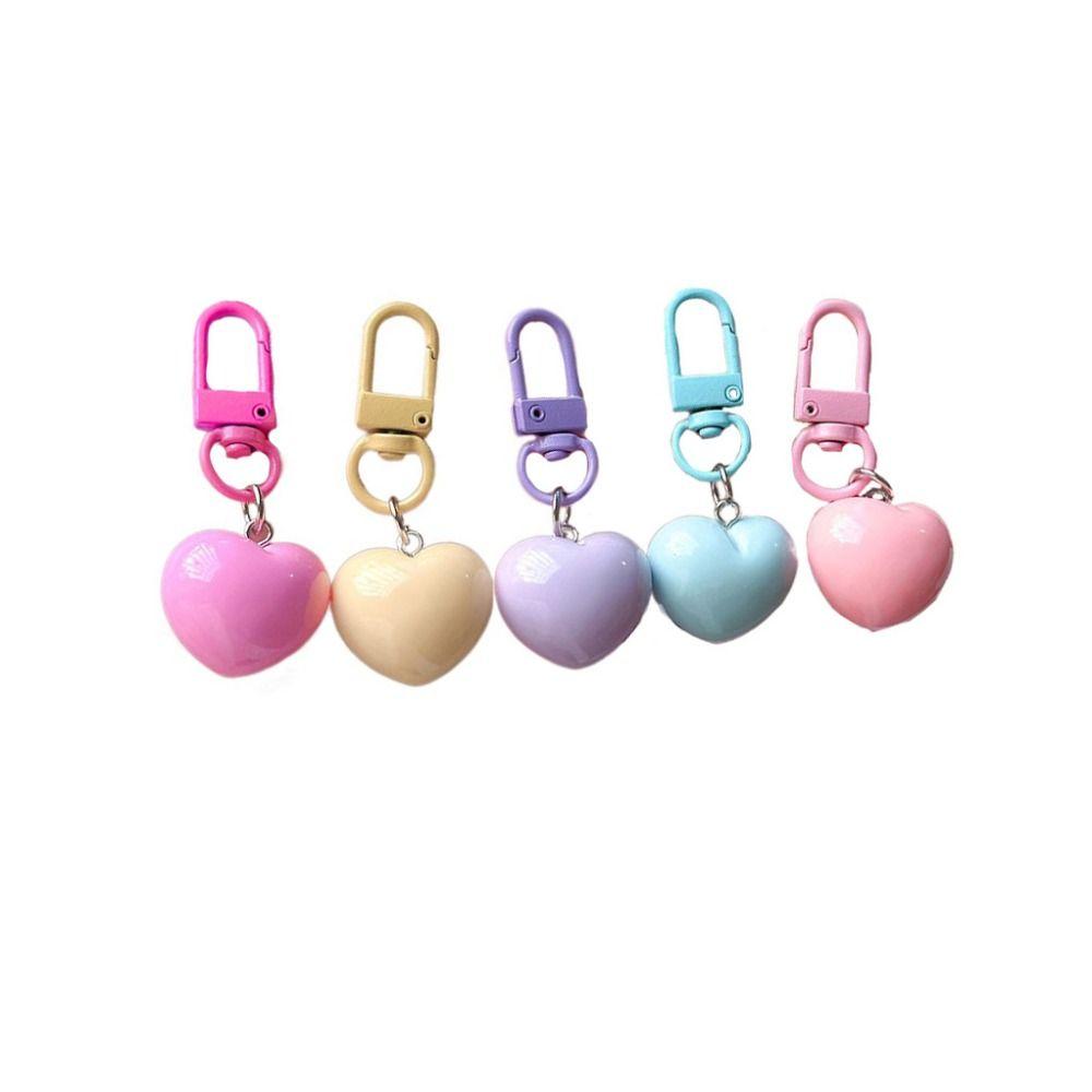 5pcs Anti-lost Love Resin Keychain Colorful Car Keychain Cute Heart Pendant Keyring  Earphone Bag