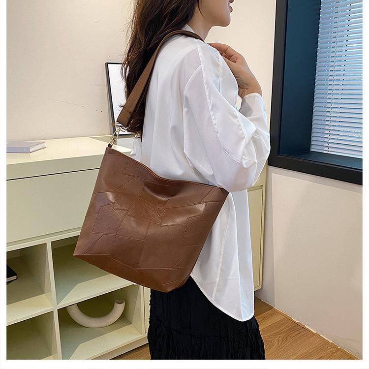 2024 Neue Patchwork Colorblock Crossbody Tote - Damen Große Kapazität Lässige Einzel-Schultertasche für Studentinnen