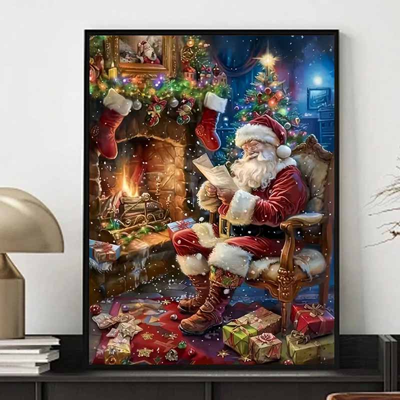 Santa Claus Diamond Painting Painting Set, DIY Cross Stitch Crafts, 5D Gem Rhinestone Crafts, Home Decoration Wall Mural Gifts