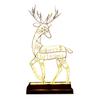 Metal Lighted Christmas Deer Decoration Light Up Reindeer Figurine with Wooden Base for Indoor Outdoor Home Yard Tabletop Decor