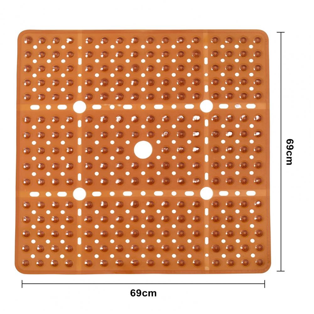Badezimmermatte, große quadratische Duschmatte, rutschfester Duschboden, sicherer Saugnapf, Abflusslöcher, Badezimmerteppich