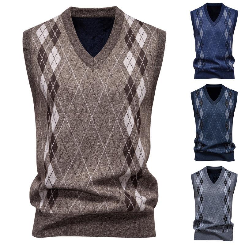 Men S V Neck Slim Fit Fleece Pullover Knit Vest