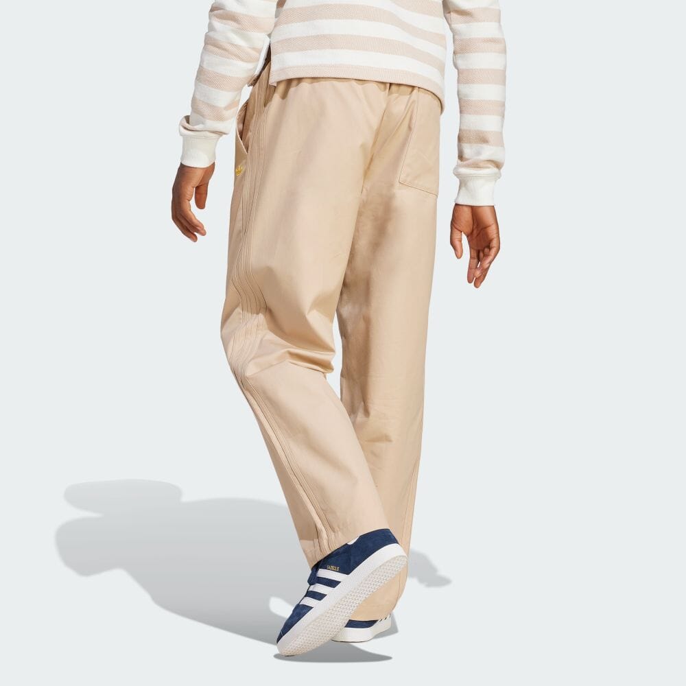 Adidas Originals Logo Print Mid-Rise Elastic Waist Straight Leg Solid Color Casual Pants Men Bottoms Phantom-Beige IR7584