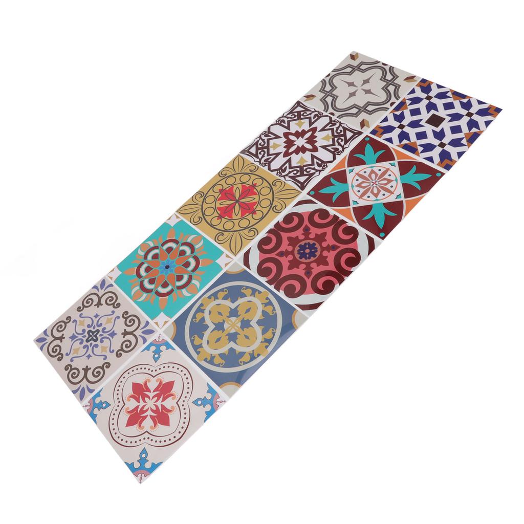 10Pcs Tile Sticker 5.9x5.9in Waterproof Anti Oil Moroccan Style Thick PVC Peel and Stick Tile for